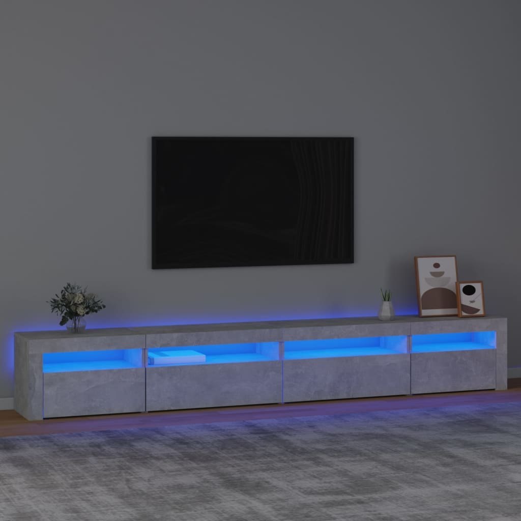 Lumarko Szafka pod TV z oświetleniem LED, szarość betonu, 270x35x40 cm