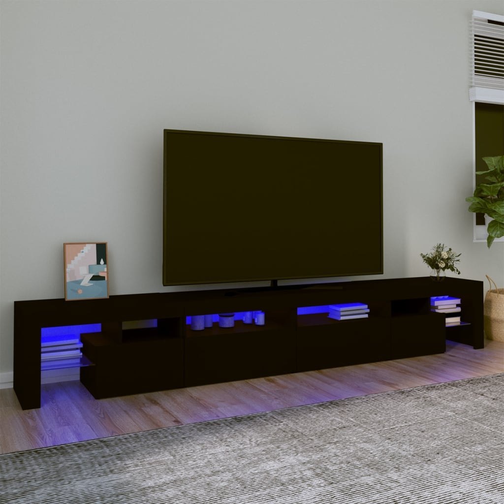 Lumarko Szafka pod TV z oświetleniem LED, czarna 280x36,5x40 cm