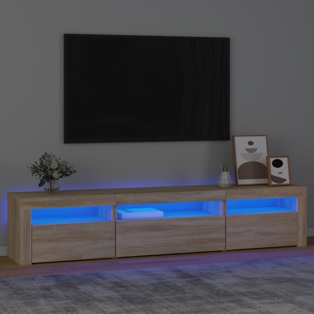 Lumarko Szafka pod TV z oświetleniem LED, dąb sonoma, 195x35x40 cm