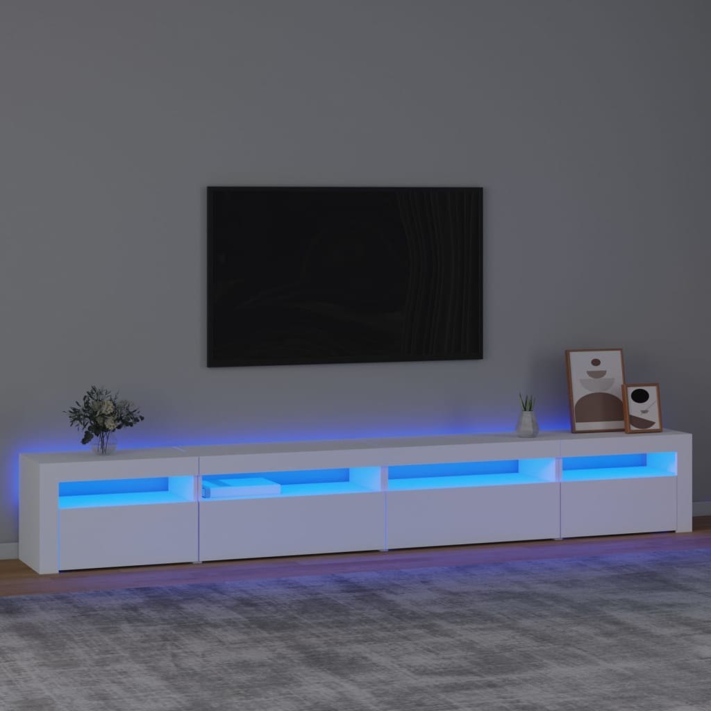 Lumarko Szafka pod TV z oświetleniem LED, biała, 270x35x40 cm