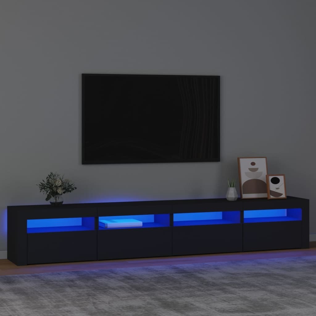 Lumarko Szafka pod TV z oświetleniem LED, czarna, 240x35x40 cm