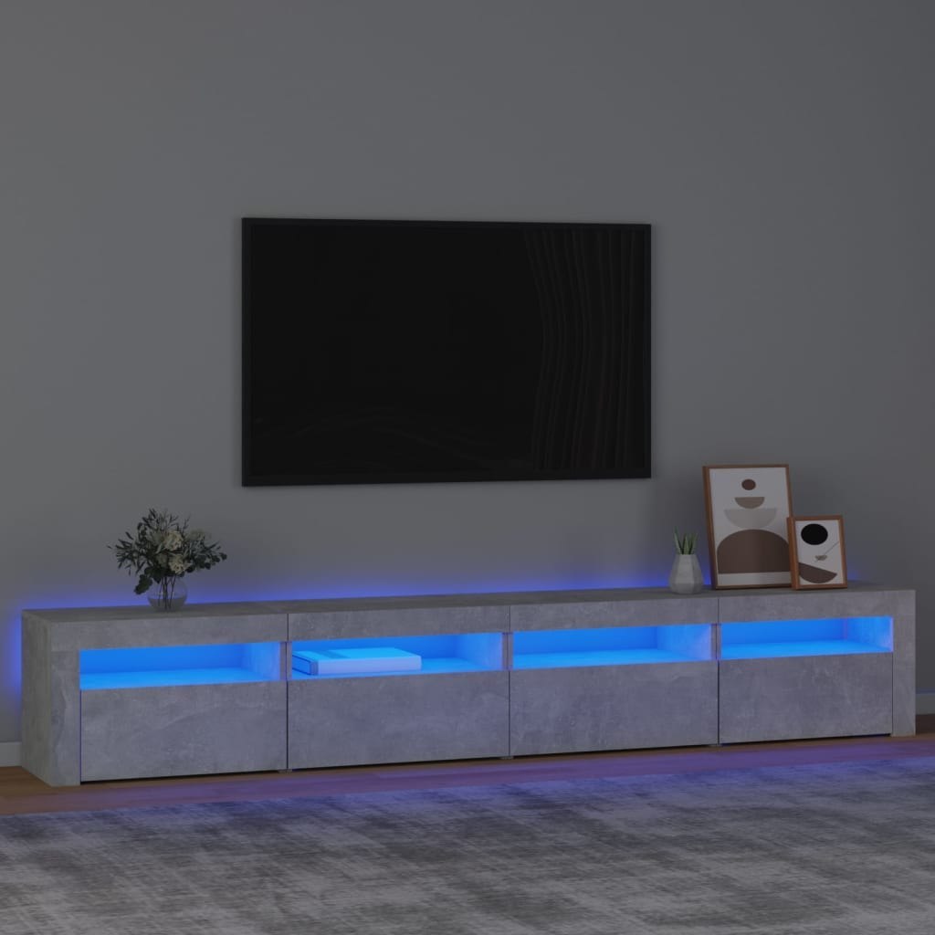 Lumarko Szafka pod TV z oświetleniem LED, szarość betonu, 240x35x40 cm