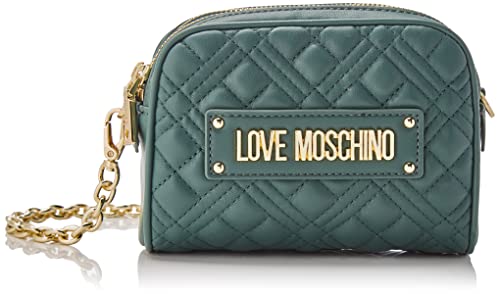 Love Moschino Damska pikowana torba na ramię Borsa PU Bottiglia, zielona, 15 x 19 x 4