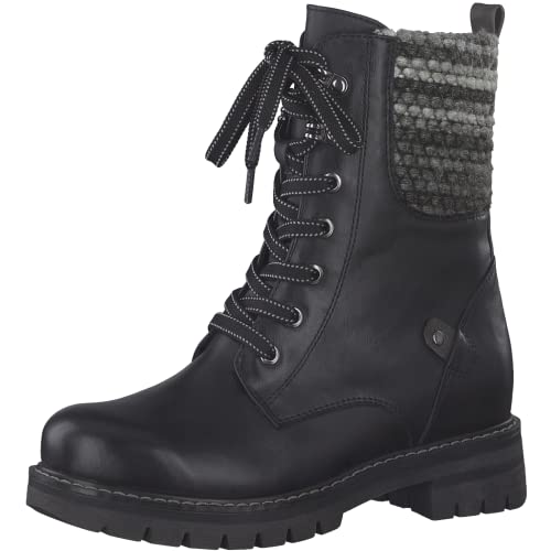 Marco Tozzi Damskie 2-26220-29 buty sznurowane z podszewką, modne kozaki, Black Comb, 42 EU