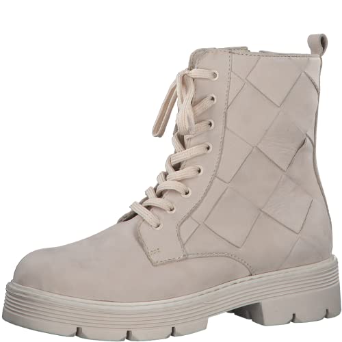 Marco Tozzi Damskie 2-25223-29 skórzane botki sznurowane kozaki, kremowe, 40 EU