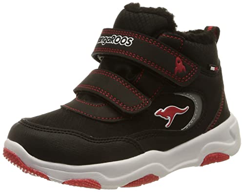 KangaROOS Chłopięce unisex dzieci KS-Freezer V RTX kozaki, Jet Black/Fiery red, 26 EU