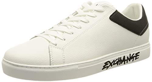 Armani Exchange Męskie tenisówki z tyłu i boku, Op biały czarny, 9,5 UK