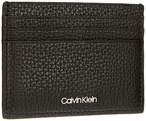 CALVIN KLEIN Męski minimalistyczny uchwyt na kartę 6CC dwustronny portfel, czarny Ck, jeden rozmiar