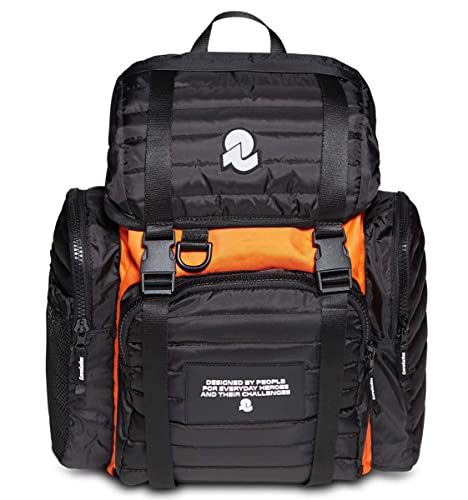Invicta Plecak - URBAN X, 25 Lt - Kieszeń na drzwi PC do 14'' - Praca i wypoczynek, Biuro - Materiał ECO, Czarny/Pomarańczowy, Taglia unica, Casual