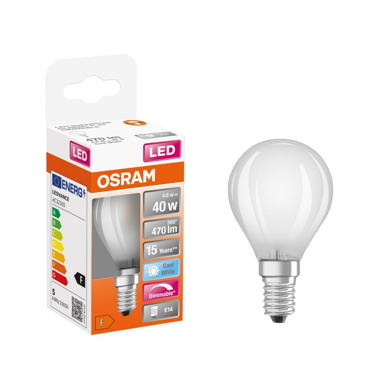 Żarówka LED E14 5 W = 40 W 470 lm Zimna biel Osram