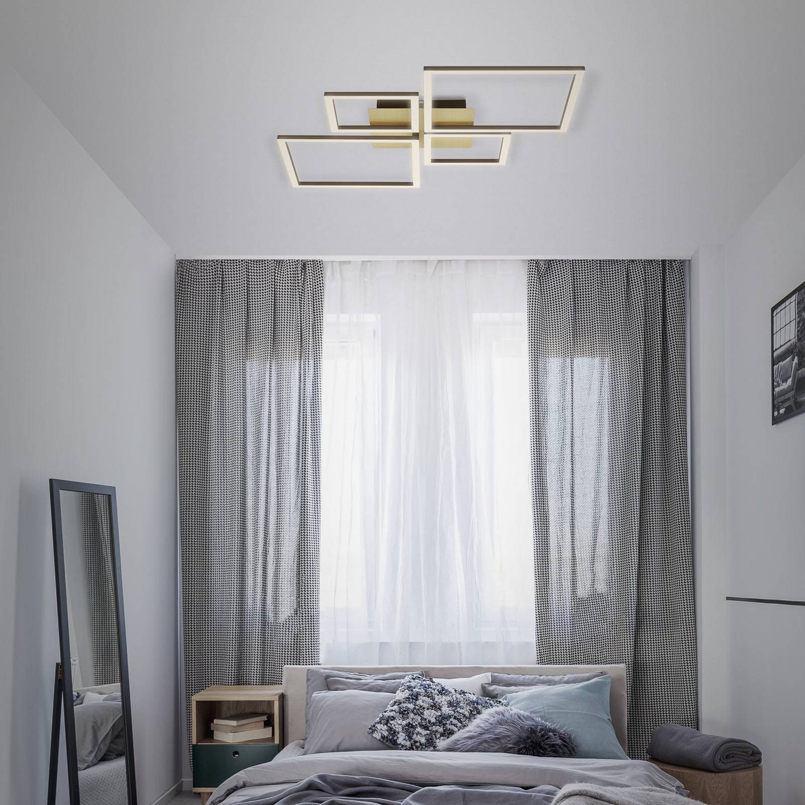 Lampa sufitowa LED Frame, złota, ściemniana 4-pkt.