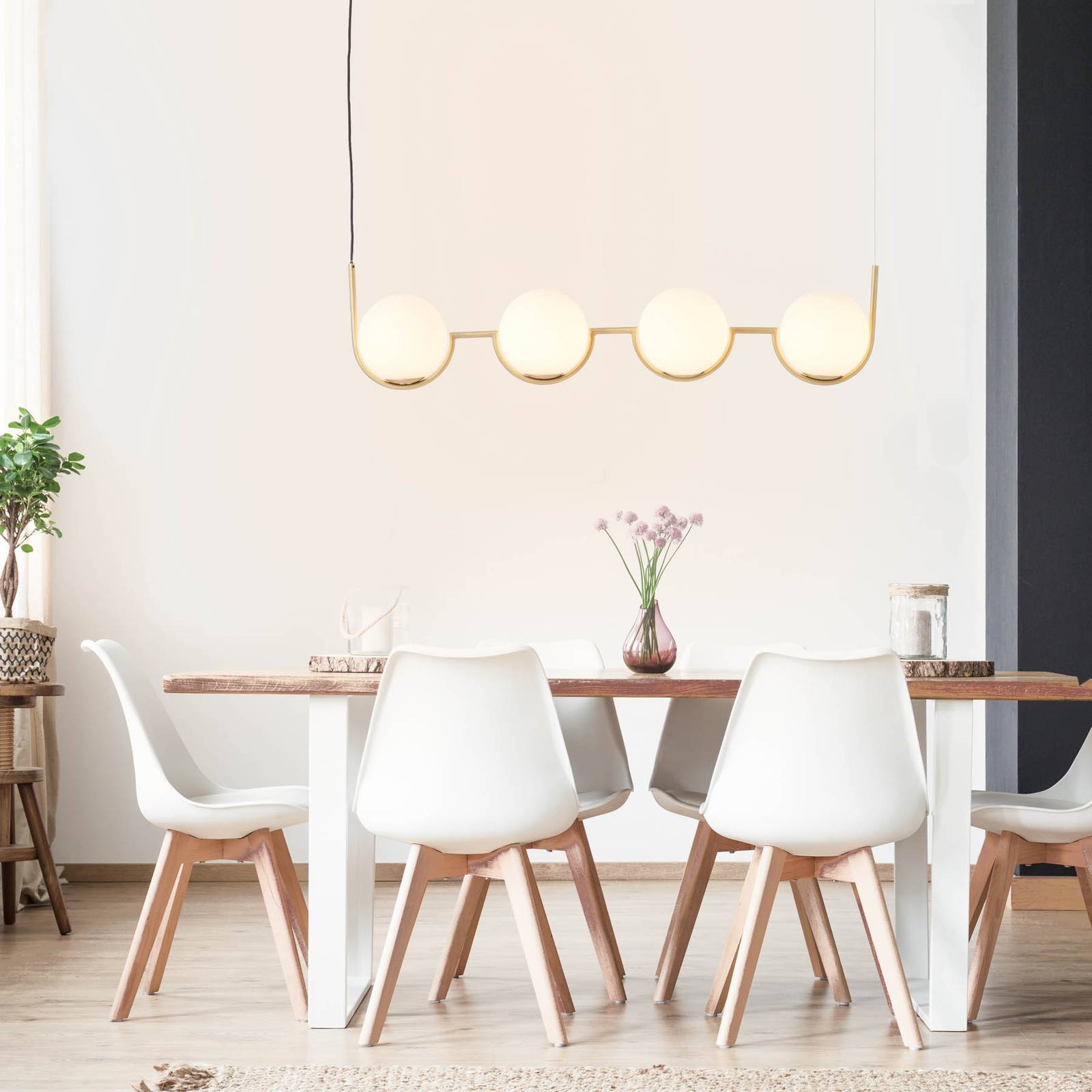 Lampa wisząca Glint ze szklanymi kloszami, 4-pkt.