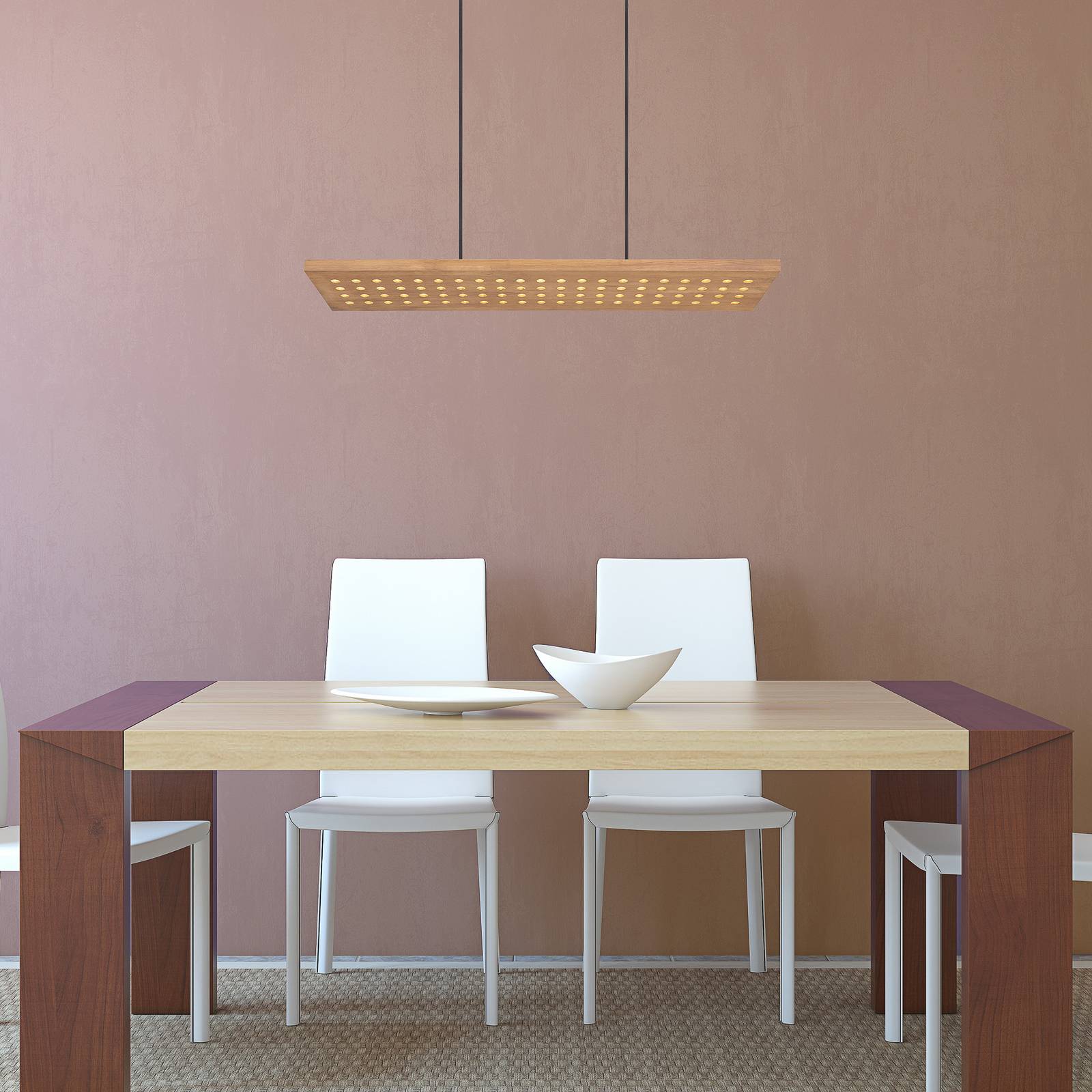 Lampa wisząca LED Dolores, czarna mat/jasnobrązowa