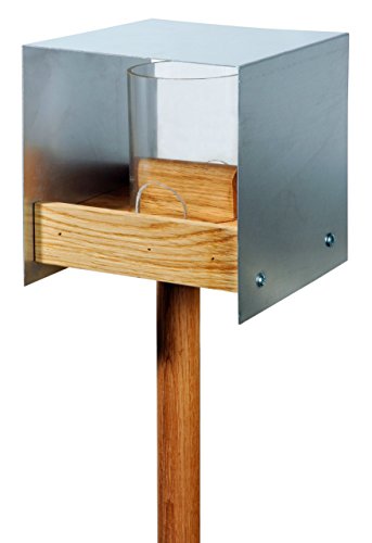 Luxus-Vogelhaus 46861E Eichenholz Vogelfutterhaus Mit Ständer, Aluminiumdach, Futtertablett Aus Eiche Und Futtersilo