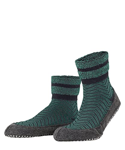 FALKE Męska Cosyshoe Herringbone żywa wełna długa ze wzorem z antypoślizgowymi wypustkami w paski, 1 para skarpet do kapci, niebieski (Dark Navy 6376), 39-40