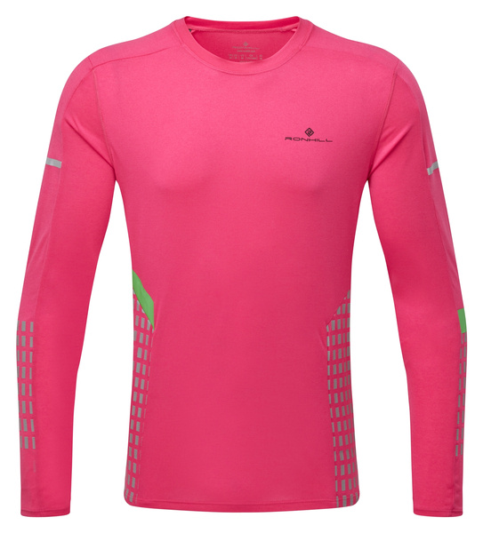 RONHILL Koszulka biegowa męska TECH AFTERHOURS L/S TEE różowa