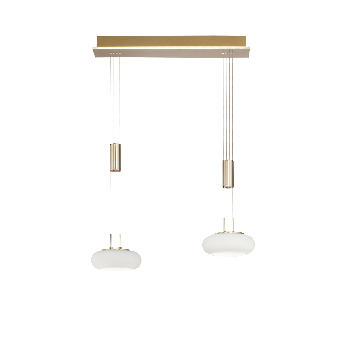 Paul Neuhaus Smart hanglamp messing 2-lichts met afstandsbediening - Loena