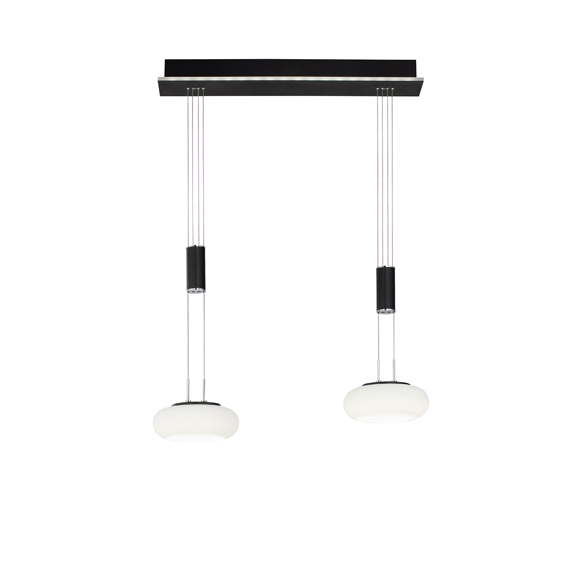 Paul Neuhaus Smart hanglamp zwart 2-lichts met afstandsbediening - Loena