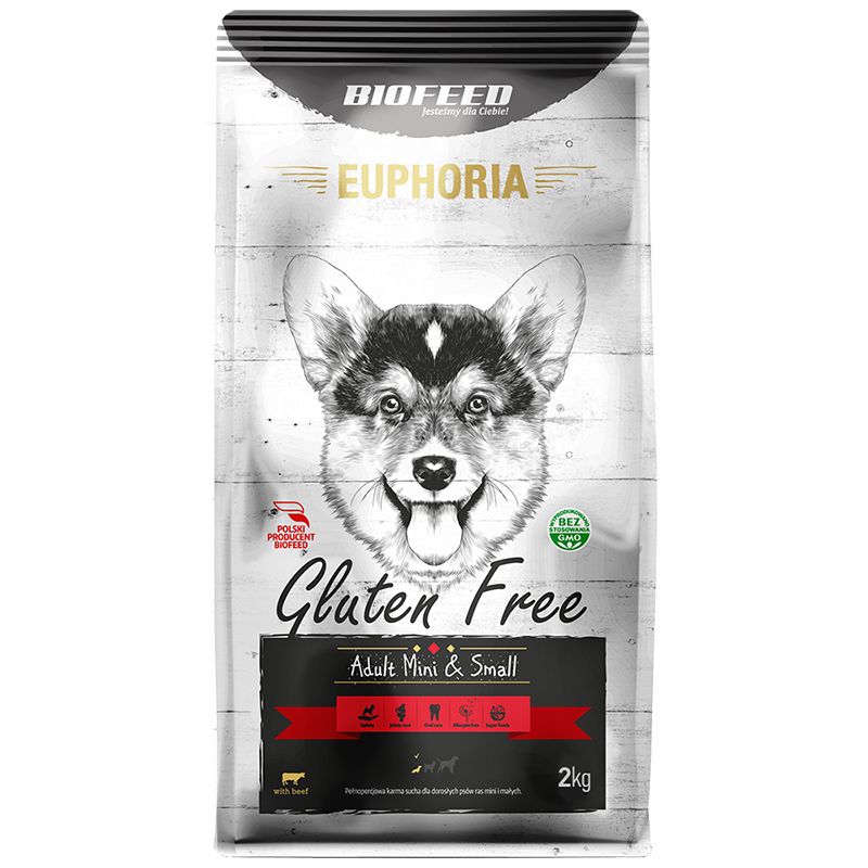 BIOFEED EUPHORIA Gluten Free Mini & Small Breeds karma dla psów mini i małych ras z wołowiną 2kg
