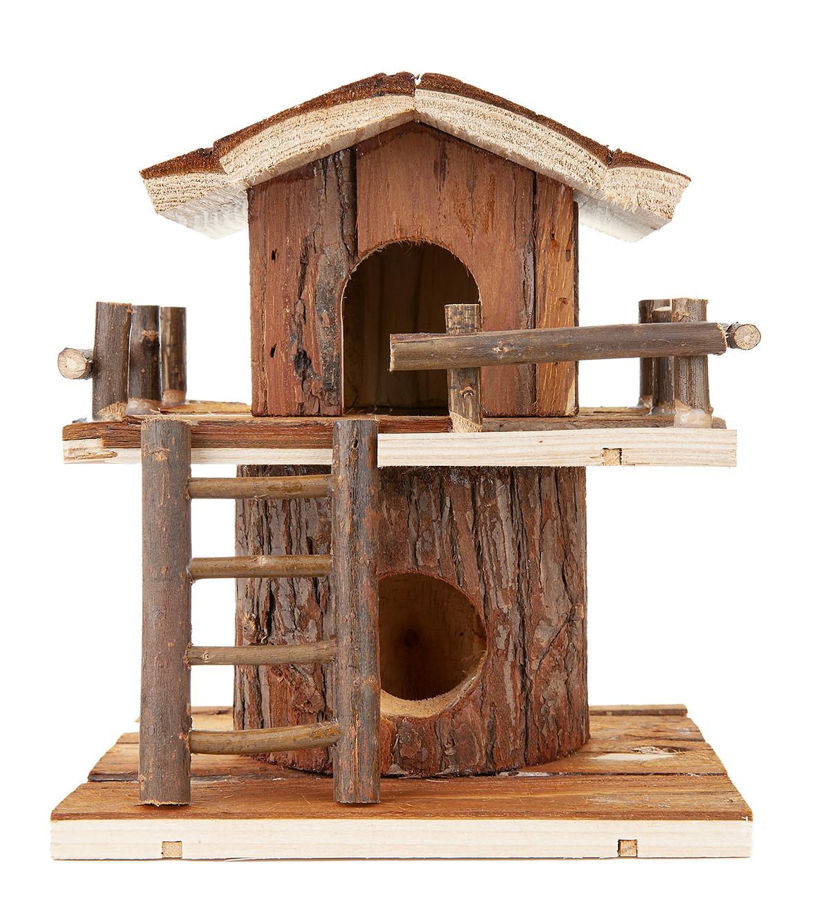 Domek piętrowy dla chomika, drewniany 21 cm