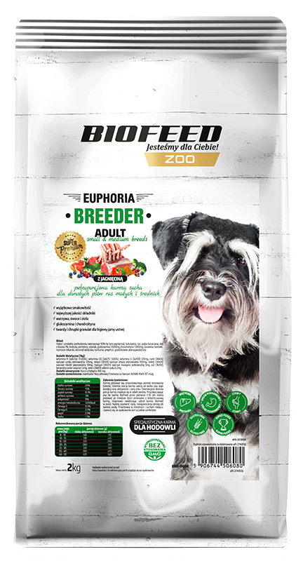 BIOFEED EUPHORIA BREEDER ADULT Small & Medium dla dorosłych psów małych i średnich ras z jagnięciną 2kg