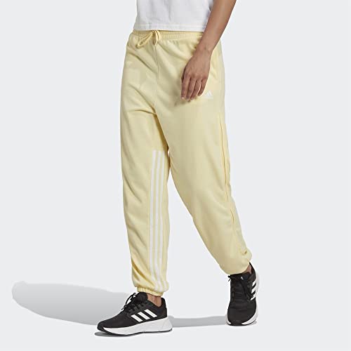 adidas Damskie spodnie do biegania Jogger Hyperglam z 3 paskami, oversize, z bocznymi suwakami