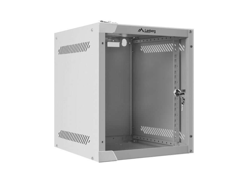 Szafa instalacyjna RACK wisząca 10'' 6U 280x310 drzwi szklane Lanberg (flat pack) - szara