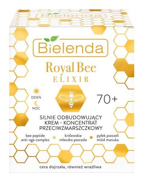 Bielenda ROYAL BEE ELIKSIR krem koncentrat do twarzy SILNIE ODBUDOWUJĄCY przeciwzmarszczkowy 70 +, 50 ml 22162