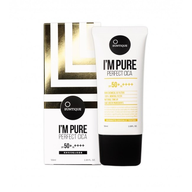 Suntique Suntique Im Pure Perfect Cica SPF50+/PA+ Krem przeciwsłoneczny do skóry wrażliwej 5050ml