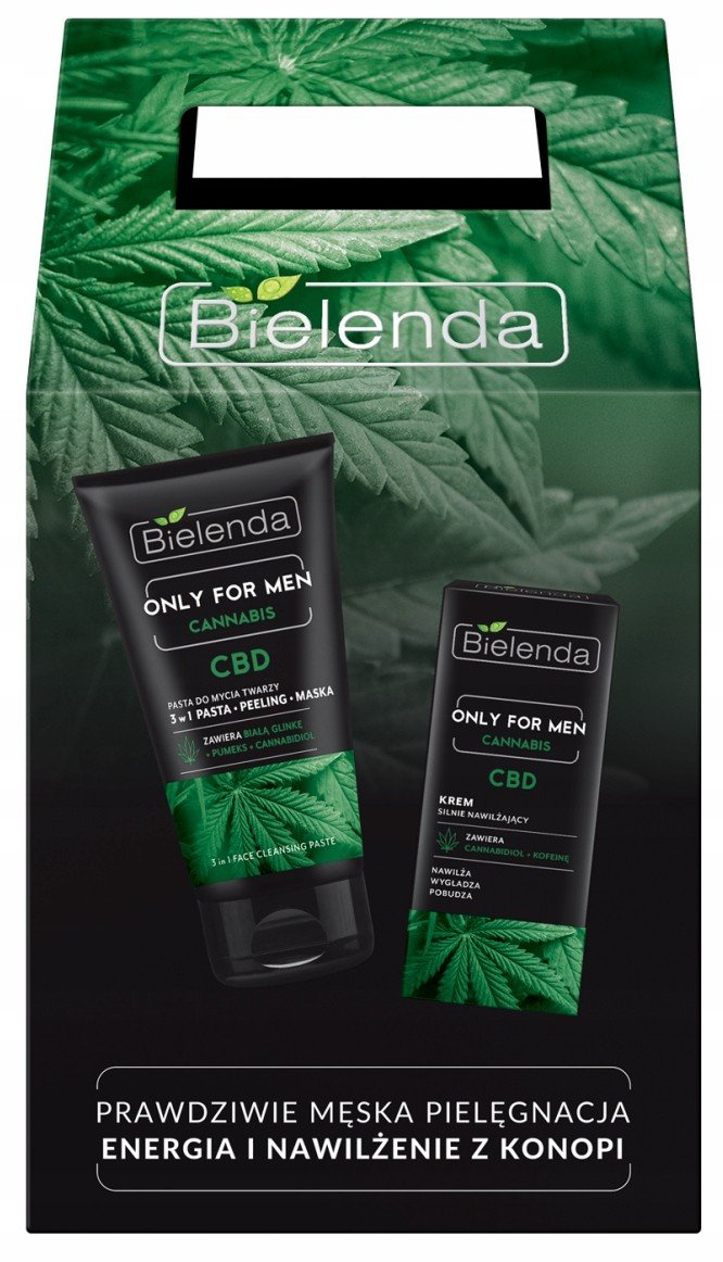 Bielenda Zestaw Only for Men Cannabis Krem do twarzy nawilżający 50ml+Pasta do twarzy 3w1