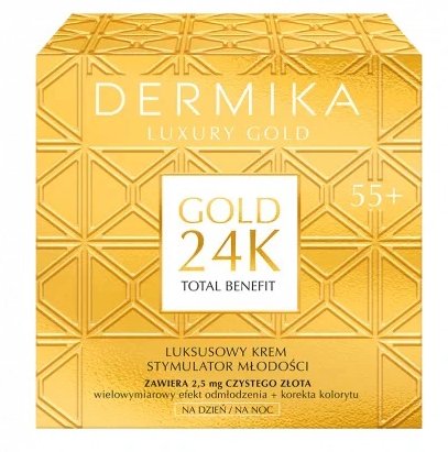 Dermika Gold 24K Total Benefit Stymulator młodości 55+ Luksusowy Krem na dzień/noc 50ml