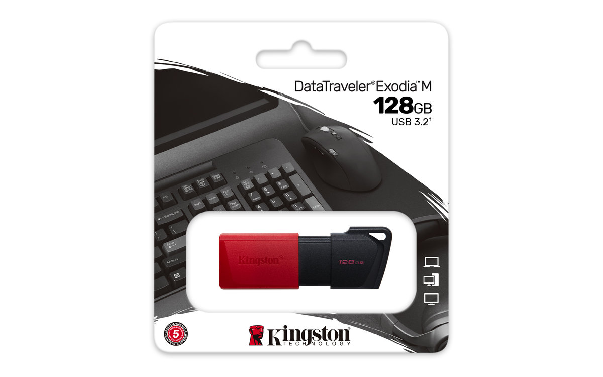 Pendrive, KINGSTON, DataTraveler Exodia M 128GB, USB3.2 Gen1 (Black + Red)