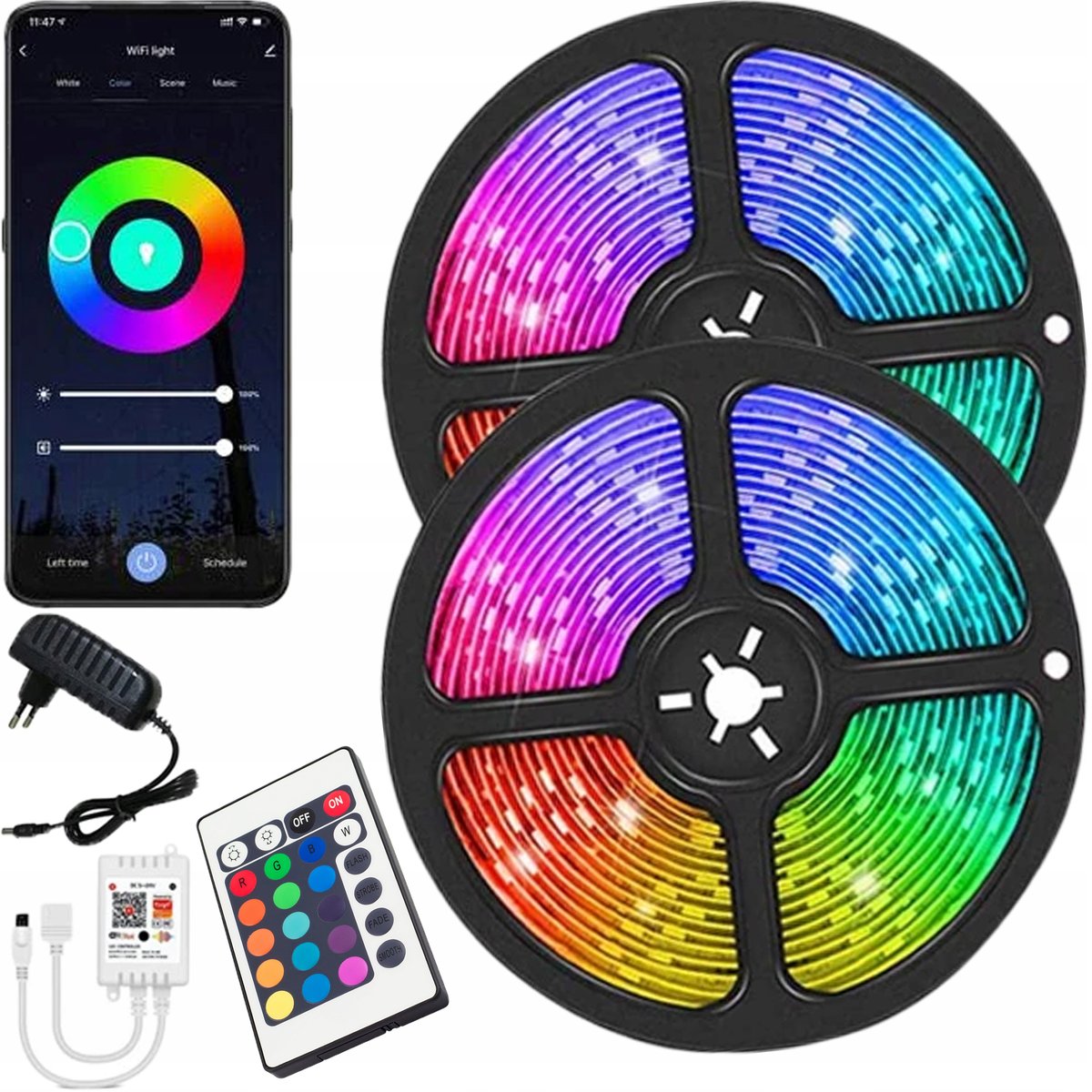 Taśma Led Rgb Kolorowa 10M + Pilot Bluetooth