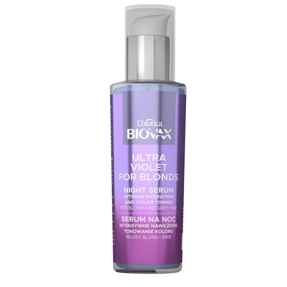 Lbiotica Biovax Ultra Violet - serum tonujące na noc do włosów blond i siwych 100 ml