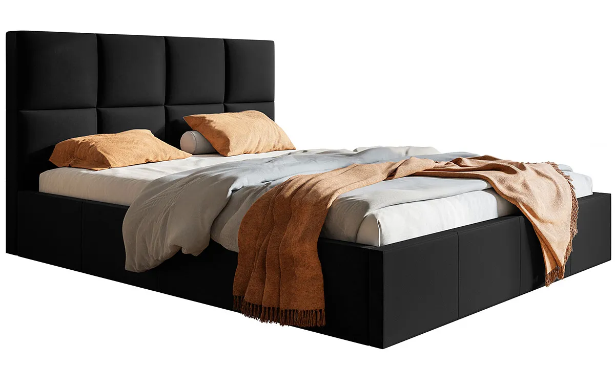 Czarne tapicerowane łóżko 140x200 S7-A31