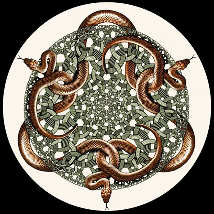 SZKLANY PRZYCISK DO PAPIERU Węże - Escher - Parastone