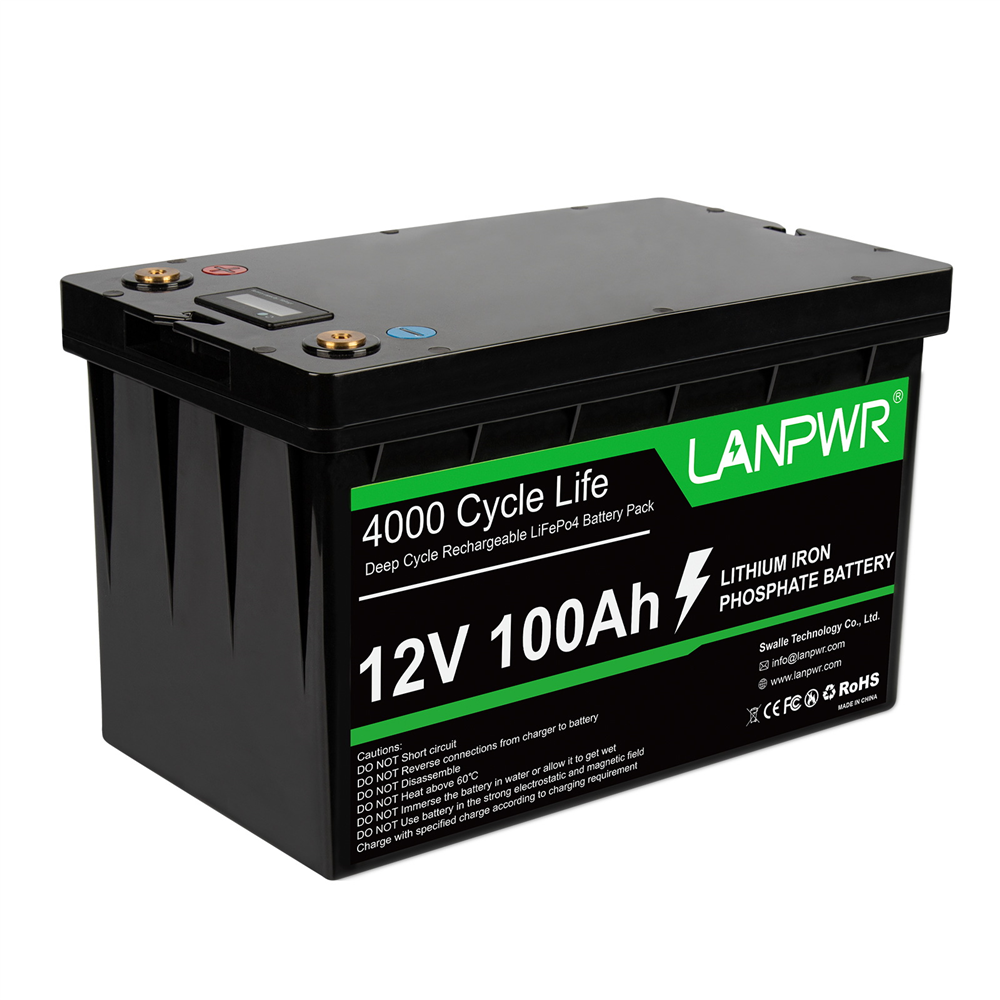 Akumulator Zapasowy LiFePO4 LANPWR 12V 100Ah, 1280Wh Energii, 4000 Cyklów Głębokich, BMS 100A