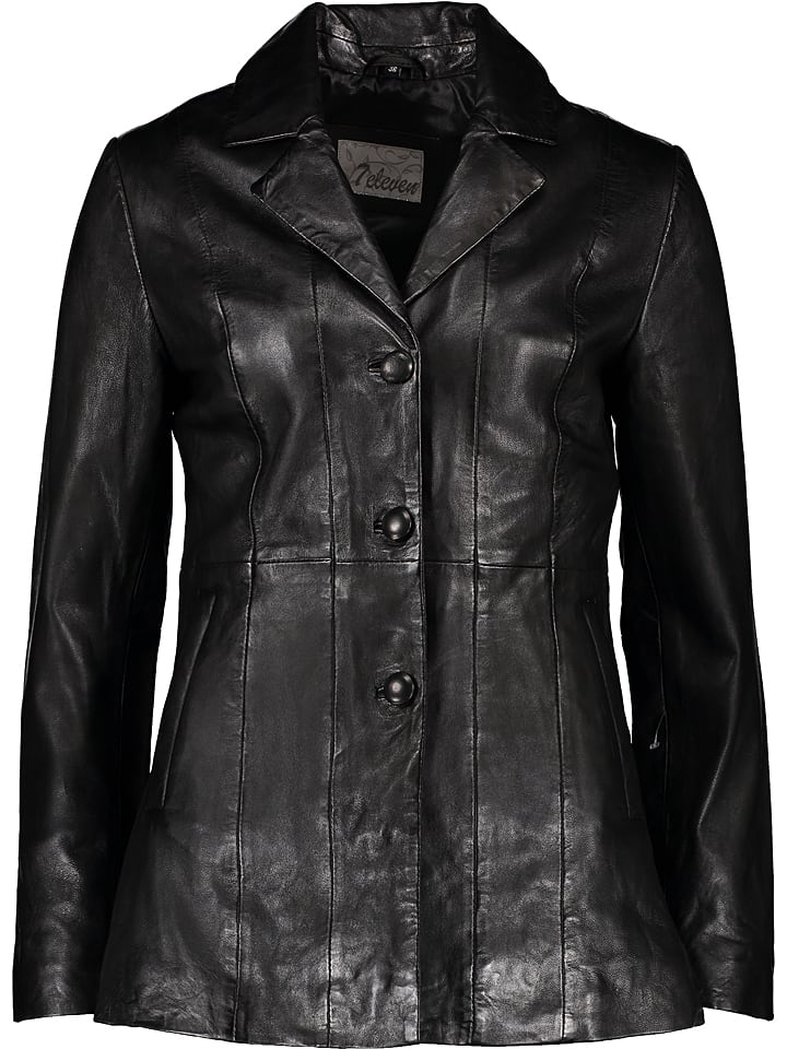 7eleven Skórzana kurtka w kolorze czarnym