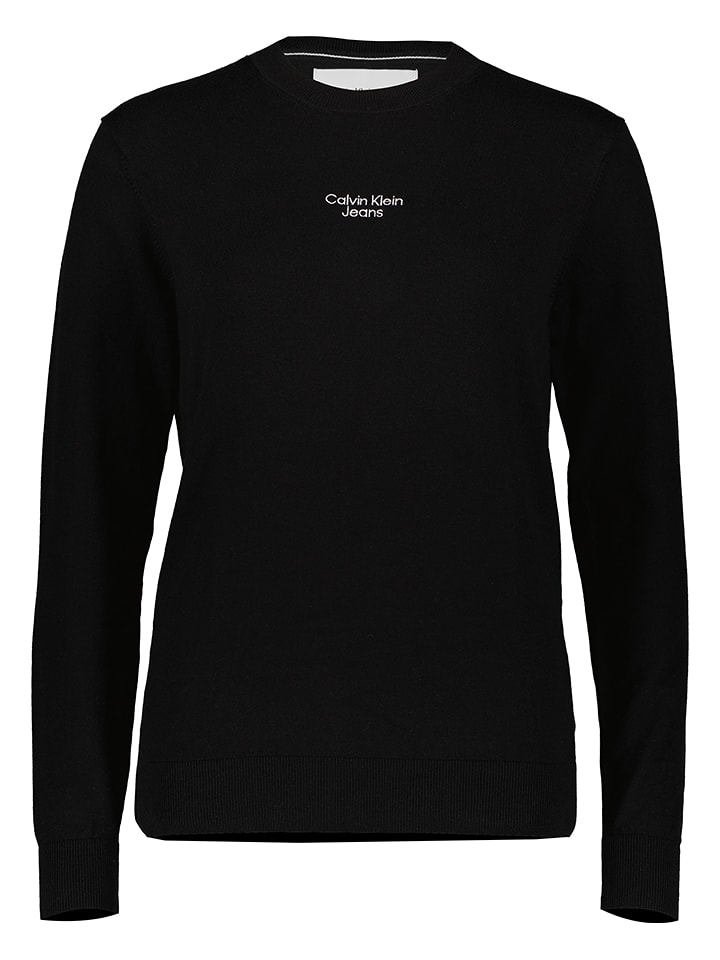 Swetry męskie - Calvin Klein Sweter w kolorze czarnym - grafika 1