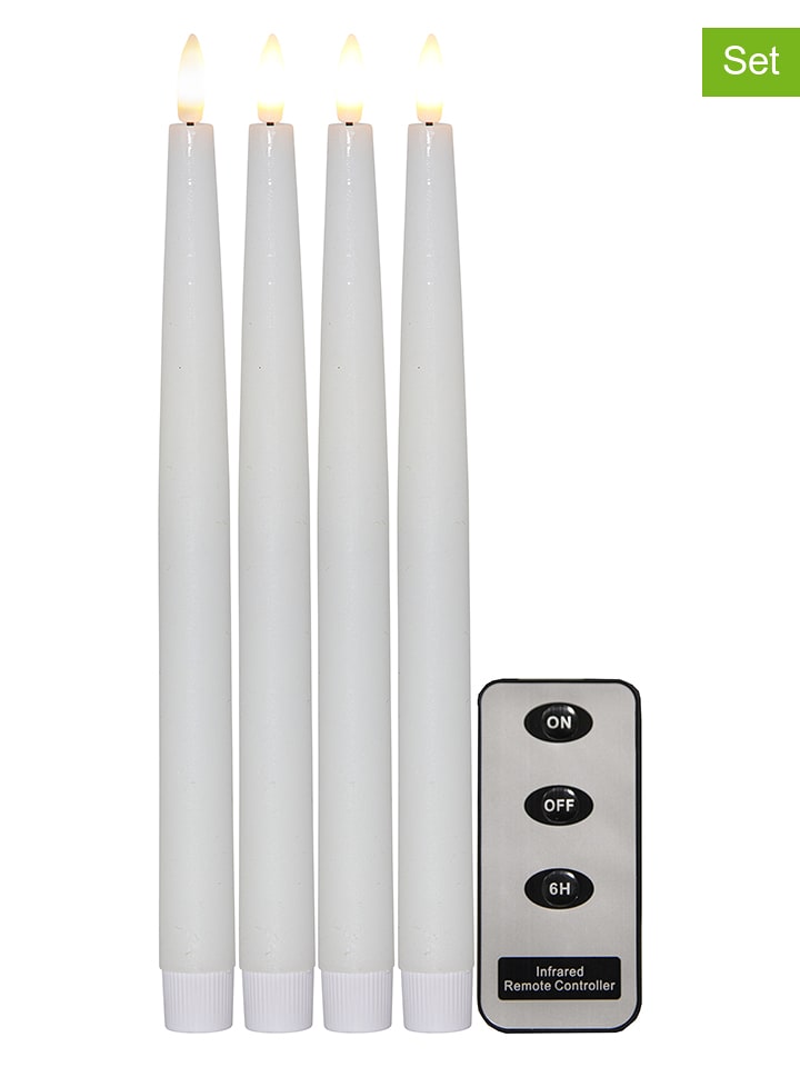 STAR Trading Świece LED (4 szt.) w kolorze białym - wys. 28,5 cm