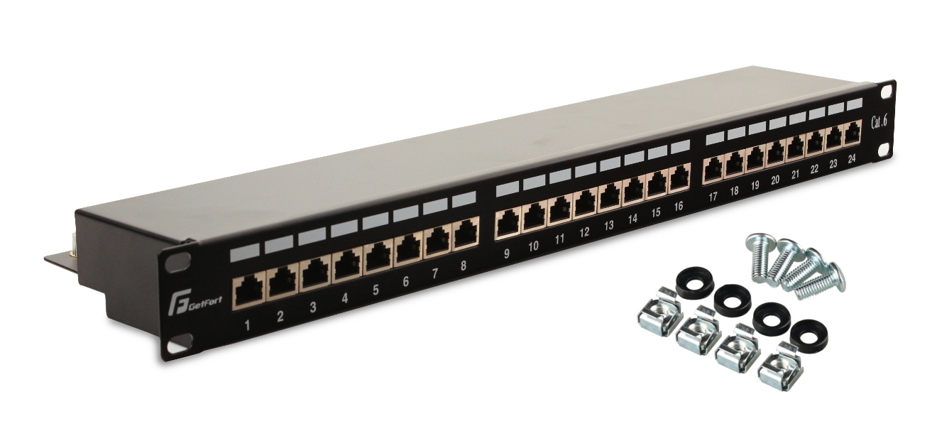 PATCH PANEL FTP CAT.6 24 PORTY PGF-6FTP24-B6 GETFORT  -  - 38 sklepów w całej Polsce