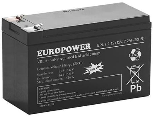 Akumulator EUROPOWER serii EPL 12V 7,2Ah T1 - Darmowa dostawa - Raty 0% - 38 sklepów w całej Polsce