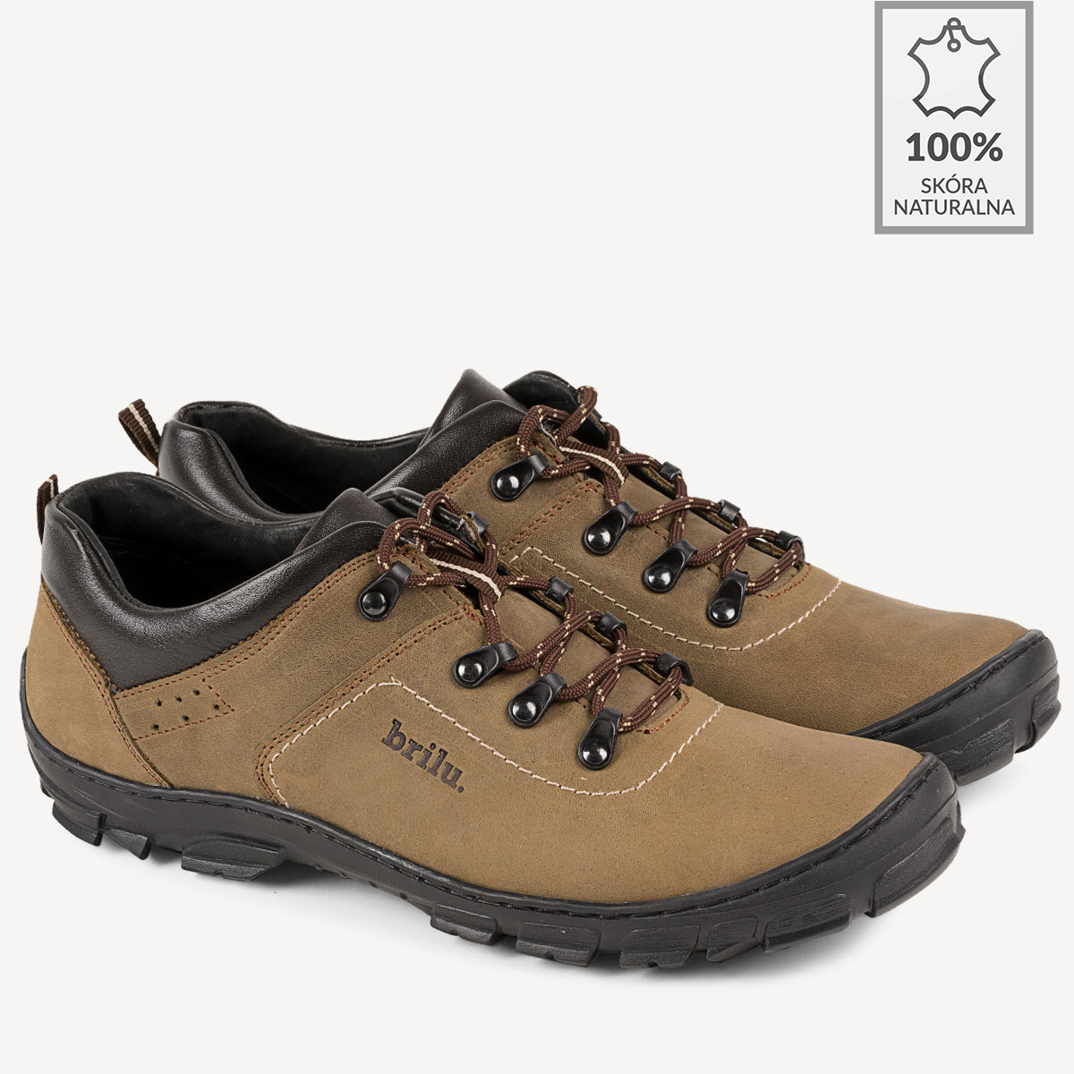 Buty trekkingowe ze skóry naturalnej Charles brązowe - BRILU