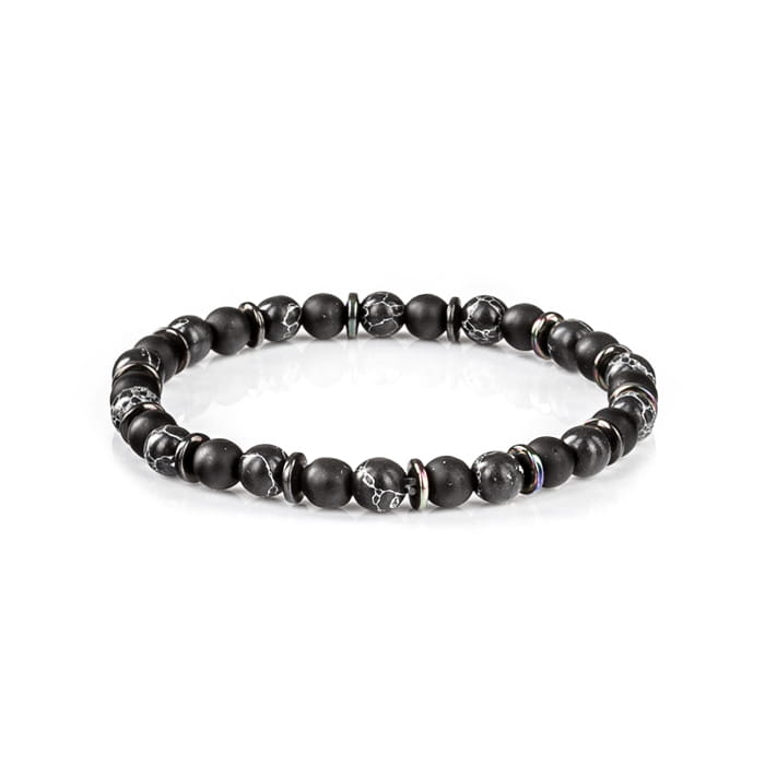 Bransoletka koraliki w kolorze czarnym EM 17 - EM Men's Accessories