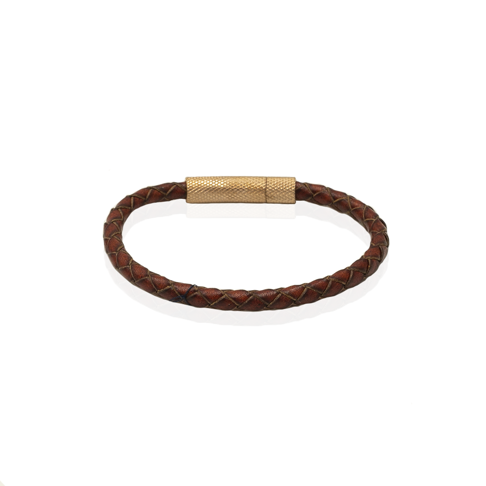 Bransoletka skórzana brązowa EM 42 - EM Men's Accessories