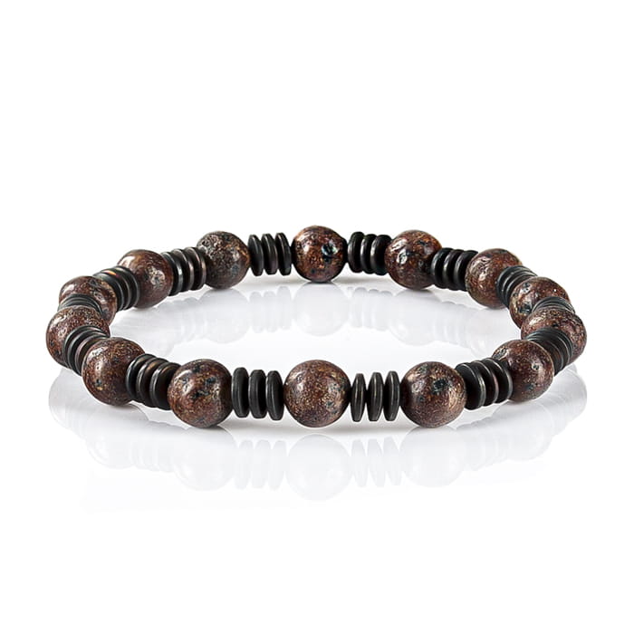 Bransoletka koraliki w kolorze brązowym EM 25 - EM Men's Accessories