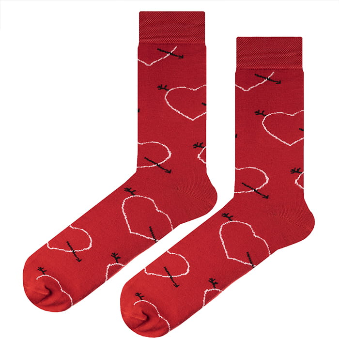 Skarpety walentynkowe czerwone w serca EM 7 - EM Men's Accessories