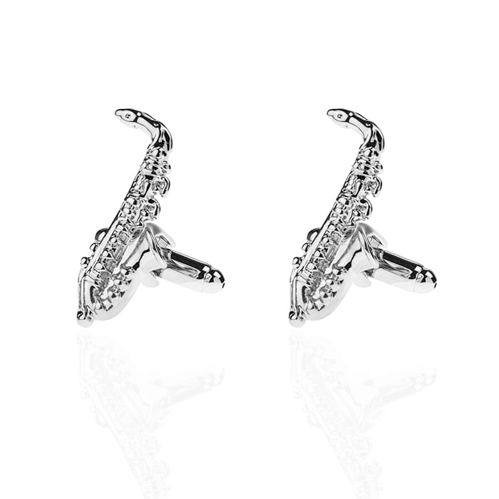 Spinki do mankietów tematyczne srebrne saksofony EM 59 - EM Men's Accessories