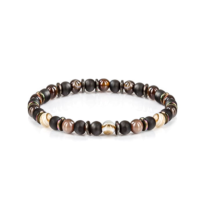 Bransoletka koraliki w kolorze czarnym EM 18 - EM Men's Accessories