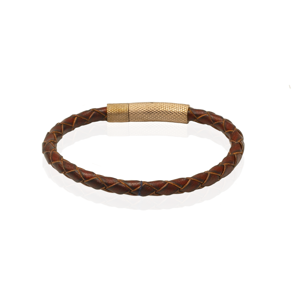 Bransoletka skórzana brązowa EM 41 - EM Men's Accessories